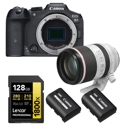 Kamerapakke 1 - Canon EOS R7 Canon RF 70-200mm, minnekort og batteri