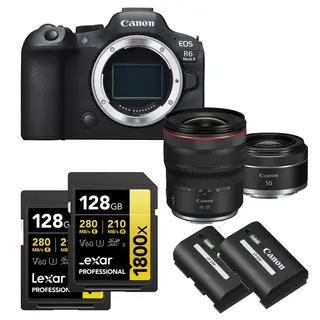 Kamerapakke 5 - Canon EOS R6 Mark III Canon RF 50mm, 14-35mm, Minnekort &amp; batt