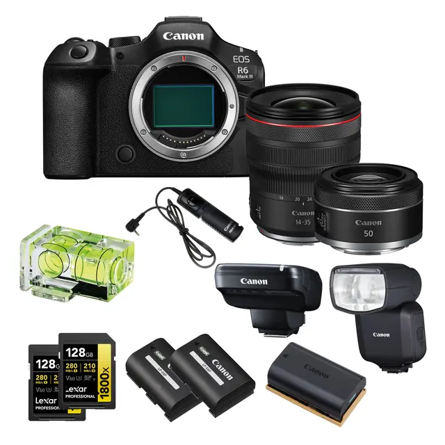 Kamerapakke 7 - Canon EOS R6 Mark III Canon RF 50mm, 14-35mm + tilbehør 