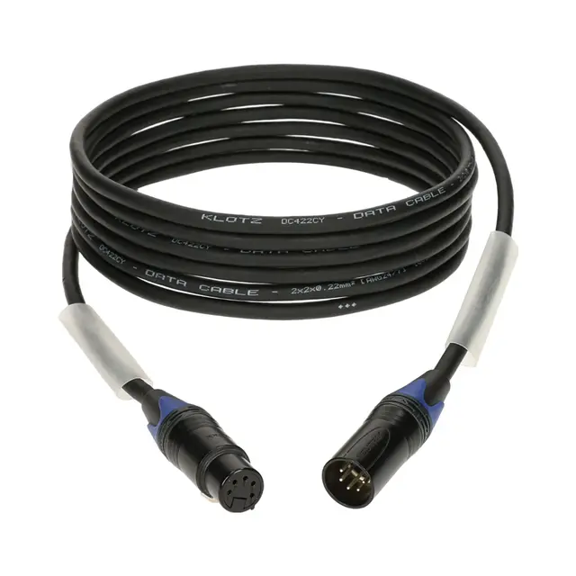 Klotz DMX XLR 5pin M-F 20m 20 meter DMX Kabel. Sort 