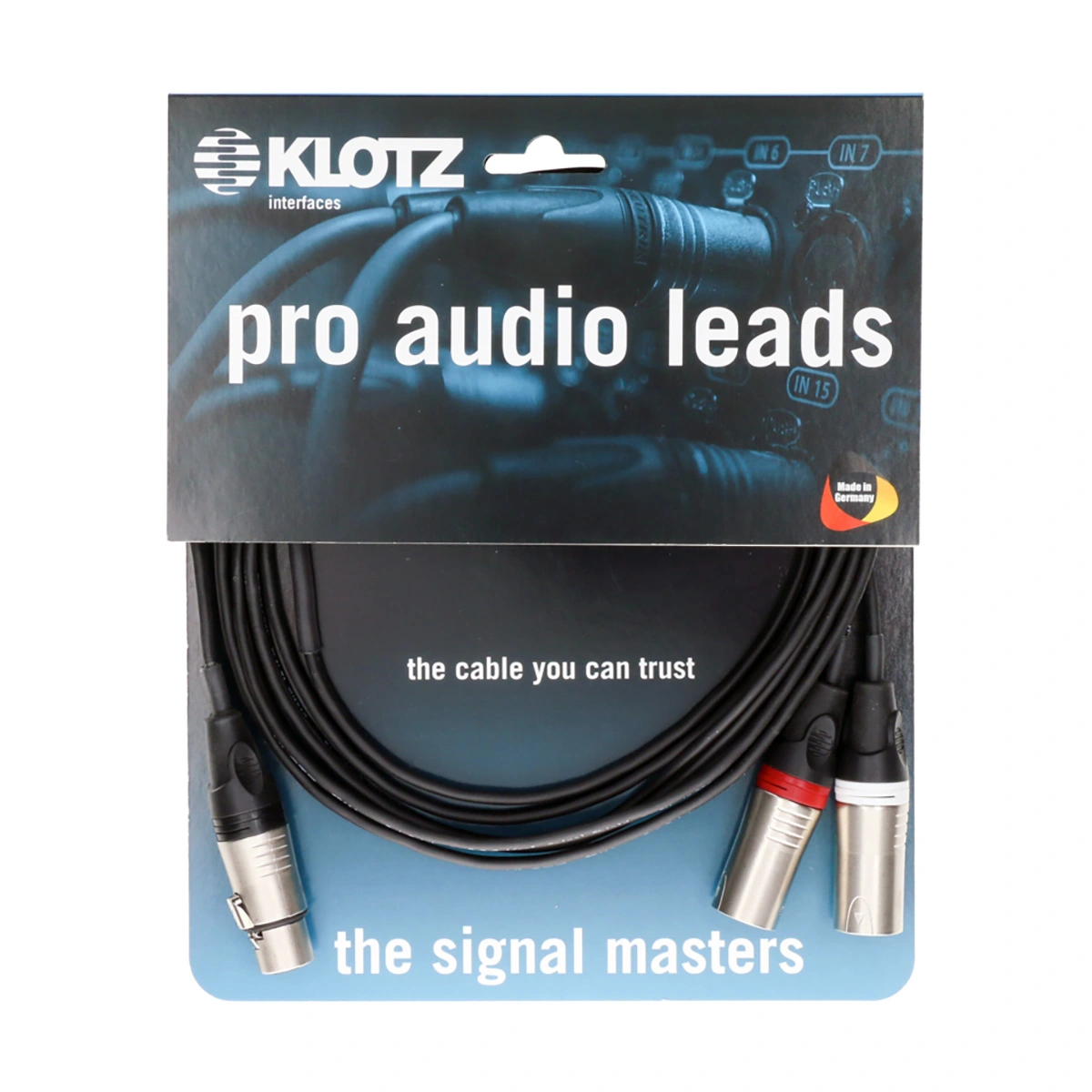 Klotz Y-Kabel Stereo XLR Mikrofonkabel 1,5m. XLR 5p Hunn - 2 x XLR 3p Hann