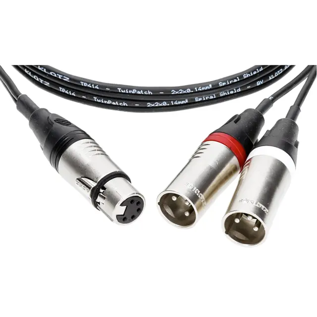 Klotz Y-Kabel Stereo XLR Mikrofonkabel 1,5m. XLR 5p Hunn - 2 x XLR 3p Hann 