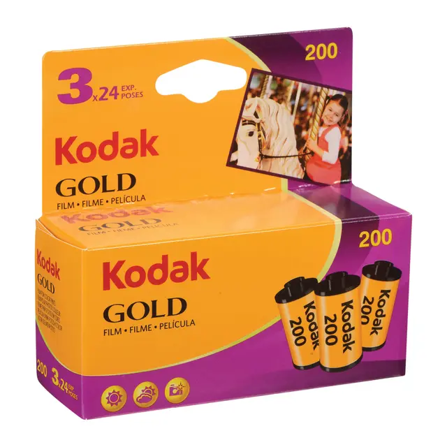 Kodak Gold 200 135/24x3 3pk. Negativ fargefilm. ISO 200. 3x24exp 