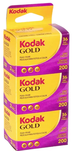 Kodak Gold 200 135/36 x3 3pk. Negativ fargefilm. ISO 200 135 film 