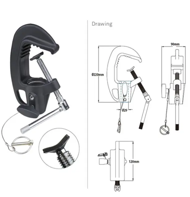 Kupo KCP-100B TV Junior C-Clamp with Tommy Bar 