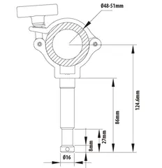Kupo KCP-906 Burger Coupler m/16mm stud R&#248;rkobling med 16mm spigot &#248;48-51mm 75kg