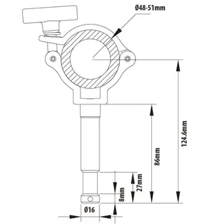 Kupo KCP-906 Burger Coupler m/16mm stud Rørkobling med 16mm spigot ø48-51mm 75kg