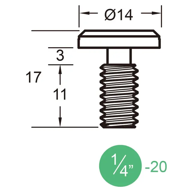 Kupo KS-165 1/4"-20 Camera Screw 1/4" kameraskrue med flatt hode 