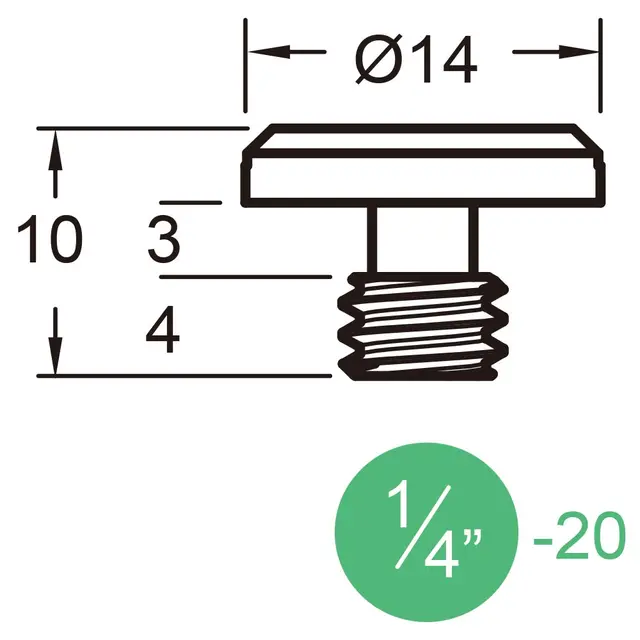 Kupo KS-167 1/4"-20 Camera Screw 1/4" kameraskrue med flatt hode 