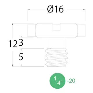 Kupo KS-135 1/4''-20 D-Ring Screws Kameraskruer (5stk) 8mm skaft.