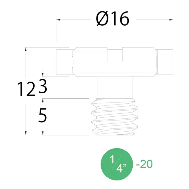 Kupo KS-135 1/4''-20 D-Ring Screws Kameraskruer (5stk) 8mm skaft. 