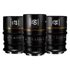 Laowa Nanomorph S35 Prime 3-Lens Bundle Canon RF. 27mm, 35mm, 50mm. Amber