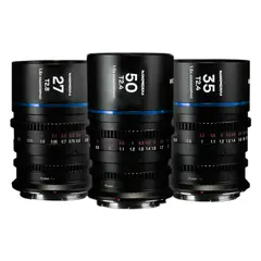 Laowa Nanomorph S35 Prime 3-Lens Bundle Fuji X. 27mm, 35mm, 50mm. Blue