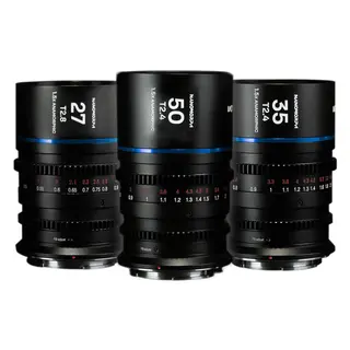 Laowa Nanomorph S35 Prime 3-Lens Bundle Nikon Z. 27mm, 35mm, 50mm. Blue