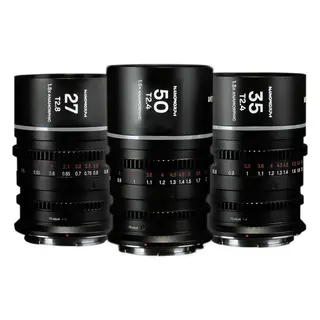 Laowa Nanomorph S35 Prime 3-Lens Bundle Nikon Z. 27mm, 35mm, 50mm. Silver