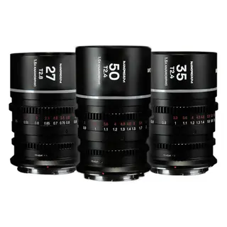 Laowa Nanomorph S35 Prime 3-Lens Bundle Fuji X. 27mm, 35mm, 50mm. Silver