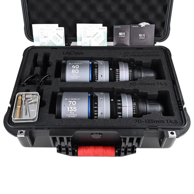Laowa Sunlight 40-80mm/70-135mm T4.5 2x Bundle. Anamorphic Zoom (Blue) Arri PL 
