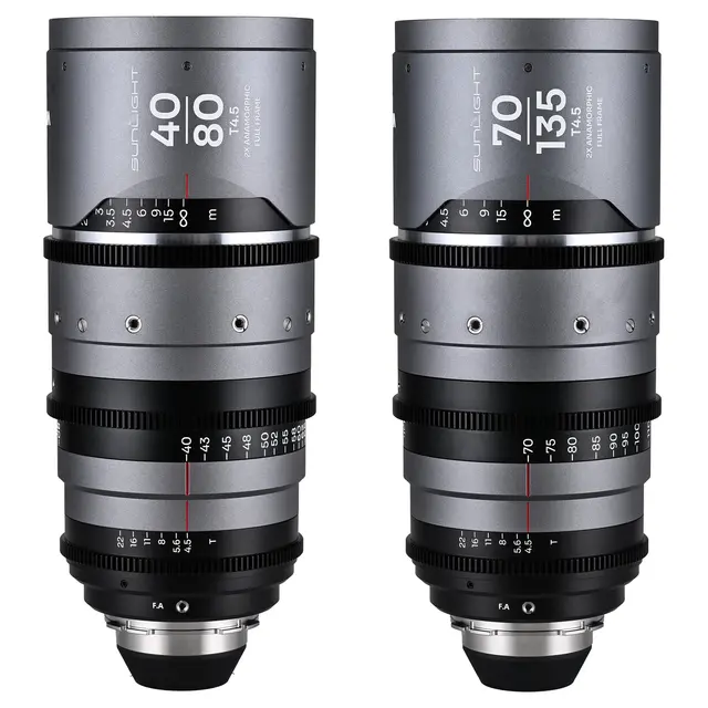 Laowa Sunlight 40-80mm/70-135mm T4.5 2x Bundle. Anamorphic Zoom (Silver) Arri PL 