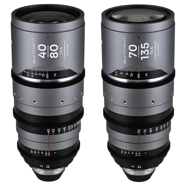 Laowa Sunlight 40-80mm/70-135mm T4.5 2x Bundle. Anamorphic Zoom (Silver) Arri PL 