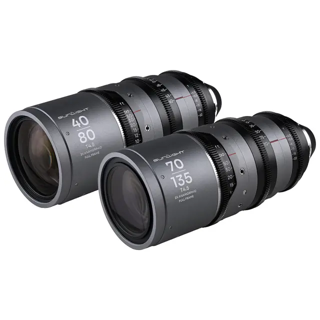 Laowa Sunlight 40-80mm/70-135mm T4.5 2x Bundle. Anamorphic Zoom (Silver) Arri PL 