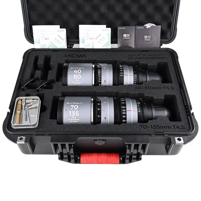 Laowa Sunlight 40-80mm/70-135mm T4.5 2x Bundle. Anamorphic Zoom (Silver) Arri PL 