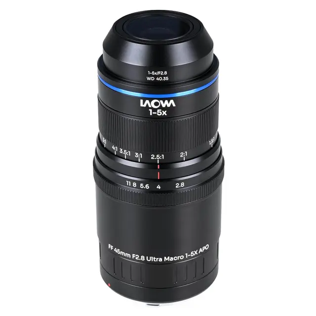 Laowa Aksen 45mm f/2.8 1-5X Canon RF. Ultra Macro APO 