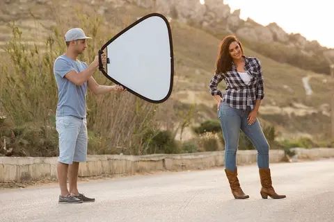 Manfrotto Trigrip Reflector 75cm Sun/Sil 75cm Reflektor med grep. Sunfire/S&#248;lv