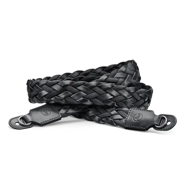 Leica Carrying Strap Black Flat braided rayon & leather cord 