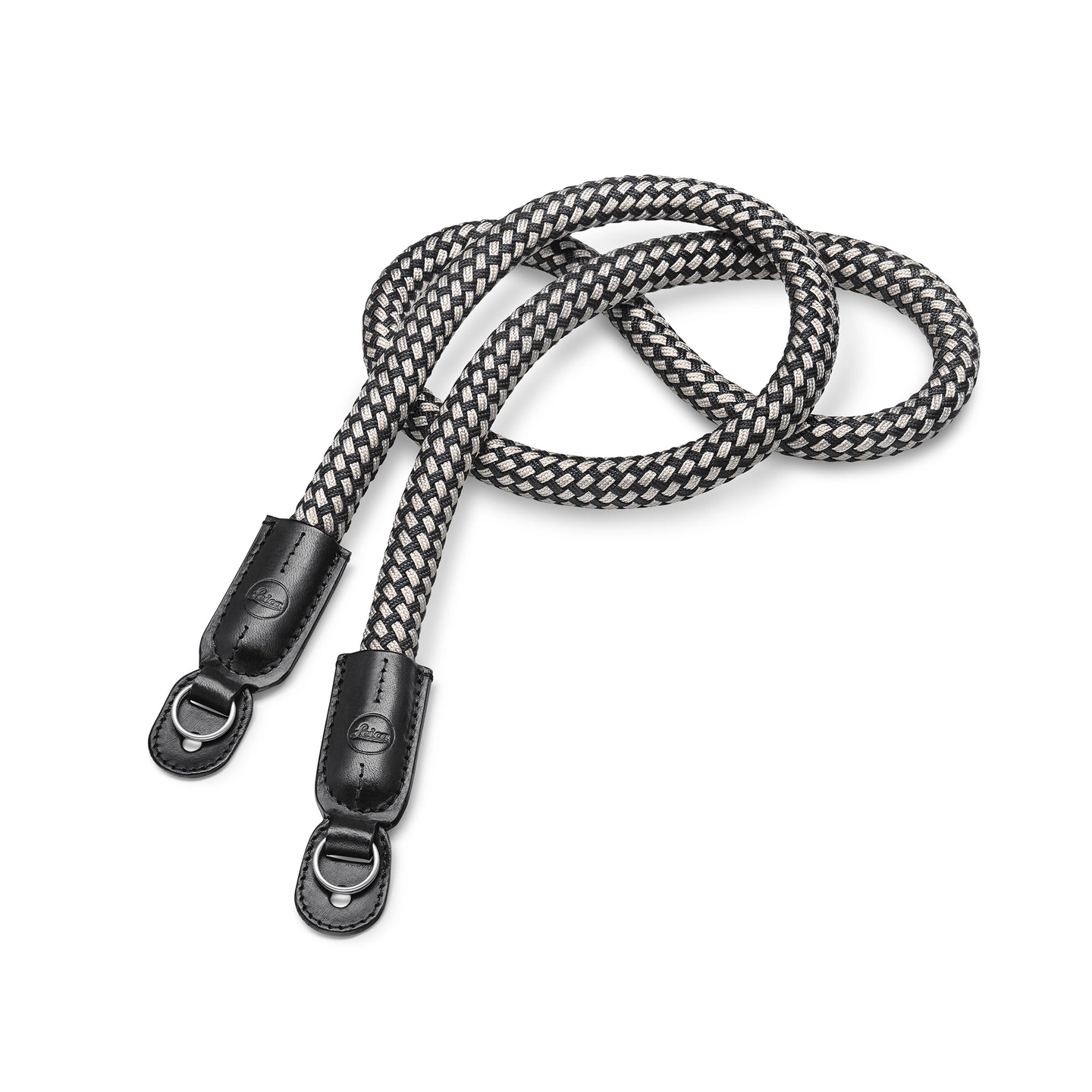 Leica Carrying Strap Black/White Round braided rayon & leather cord