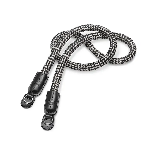 Leica Carrying Strap Black/White Round braided rayon & leather cord 
