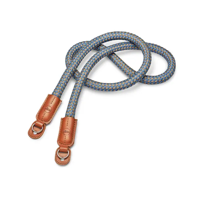 Leica Carrying Strap Cognac/Denim Blue Round braided rayon & leather cord 