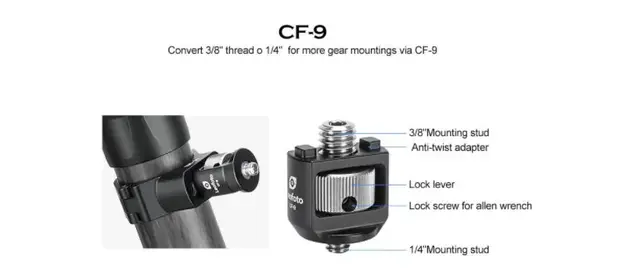 Leofoto Tripod Threaded Leg Collar TDC22 Utstyrsfeste m/AR for stativben ø22mm 