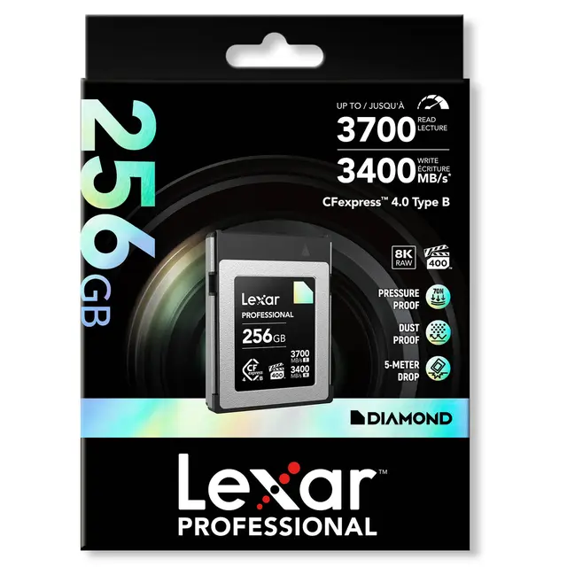 Lexar CFexpress 4.0 Pro Diamond 256GB Type B. 256GB. R3700/W3400 MB/s 