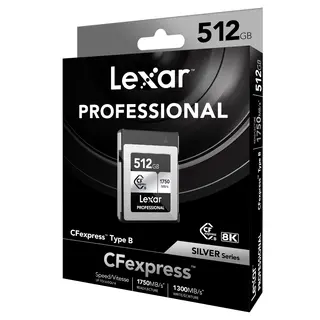 Lexar CFexpress Pro Silver 512GB Type B, Max Read 1750- Write 1300 MB/s