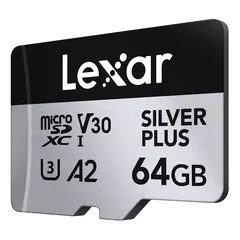 Lexar Pro Silver Plus microSDXC 64GB V30, Max Read 205 - Write 100 MB/s