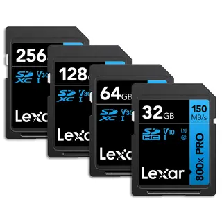 Lexar Pro 800X SDXC UHS-I U3 (V30) V30, Max Read 150 - Write 45 MB/s