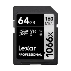 Lexar Pro 1066x SDXC U3 64GB  UHS-I R160 V30 Minnekort R160/W70
