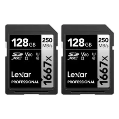 Lexar Pro 1667X SDXC UHS-II U3 128GB 2x 2pakk 128GB (V60) R250/W120