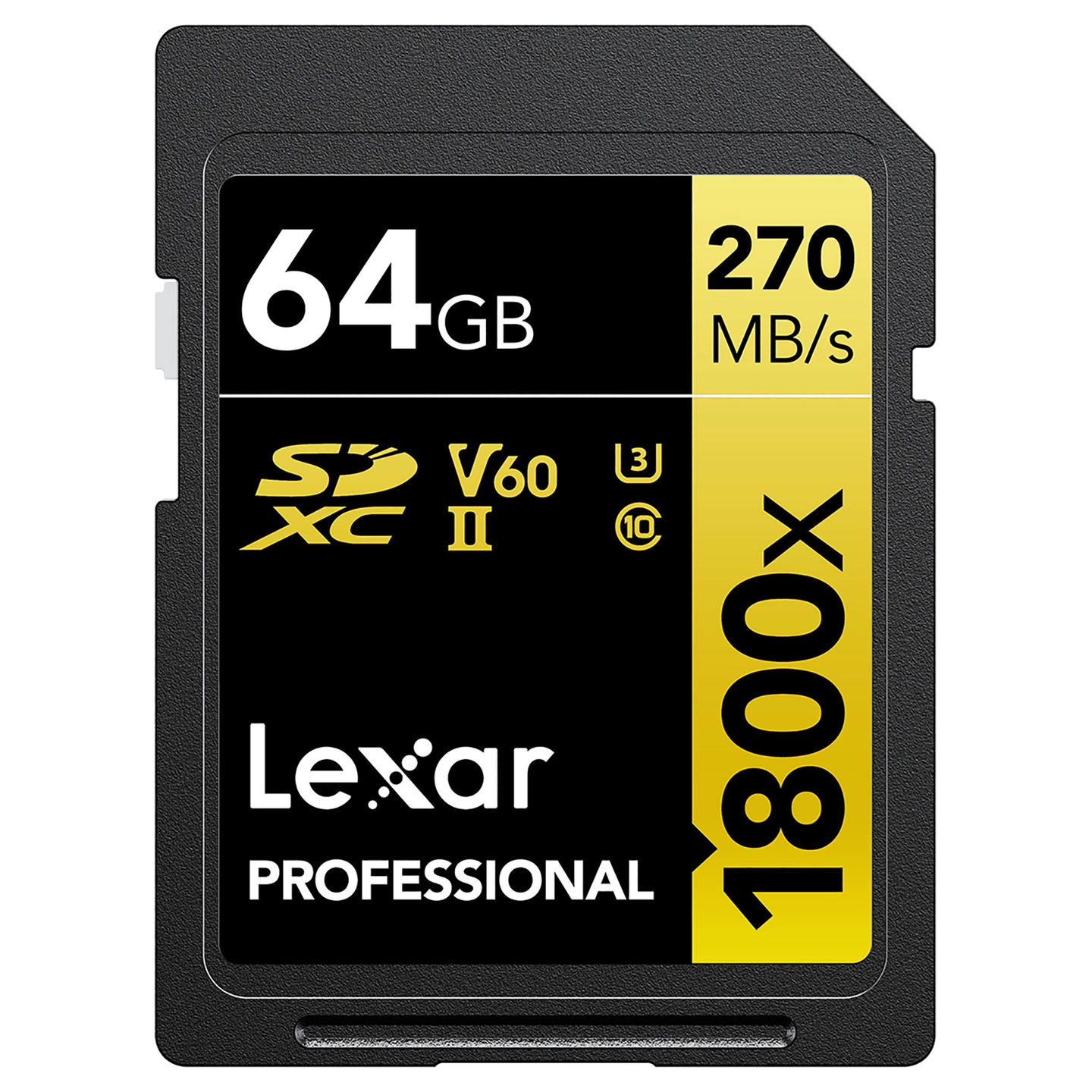 Lexar Pro 1800X SDXC UHS-II U3 64GB V60, Max Read 280 - Write 210 MB/s
