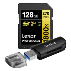 Lexar Pro 1800X SDXC UHS-II U3 128GB Med Dual Slot USB-A kortleser