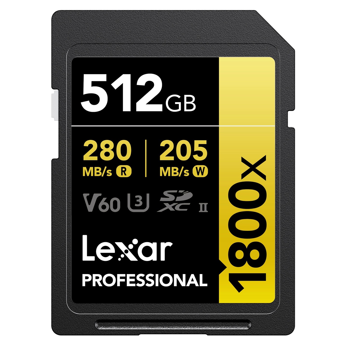 Lexar Pro 1800X SDXC UHS-II U3 512GB V60, Max Read 280 - Write 210 MB/s