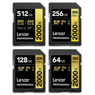 Lexar Pro 2000X SDXC UHS-II U3 (V90) R300/W260