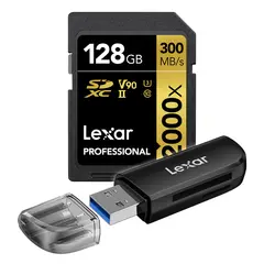 Lexar Pro 2000X SDXC UHS-II U3 128GB Med Dual Slot USB-A kortleser