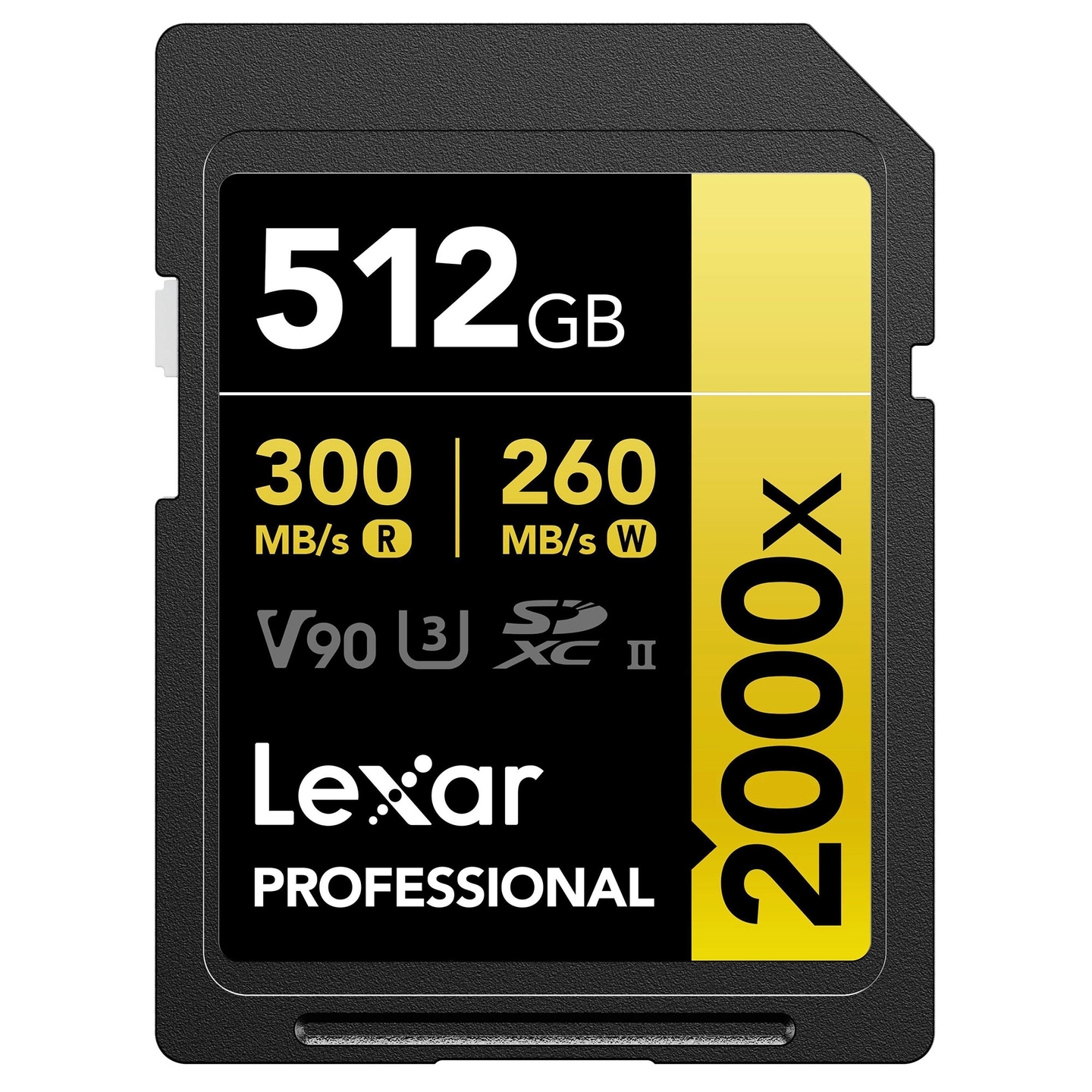 Lexar Pro 2000X SDXC UHS-II U3 512GB V90, Max Read 300 - Write 260 MB/s