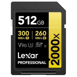Lexar Pro 2000X SDXC UHS-II U3 512GB (V90) R300/W260