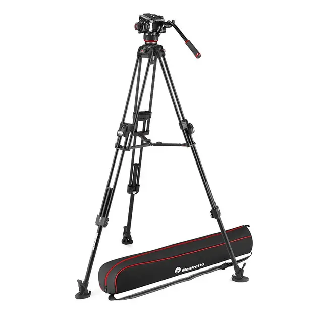 Manfrotto Videostativkit 504X + 645 Alu Videostativ Fast Twin m/hode 504X og bag 