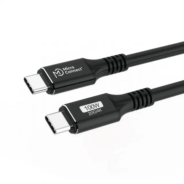 MicroConnect USB-C-kabel Sort 0,5m 20Gbps, USB 3.2 Gen 2x2, 100W 