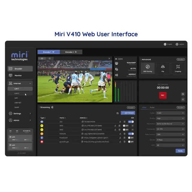 Miri V410 4K Live Encoder/Decoder For Streaming og AV-over-IP 