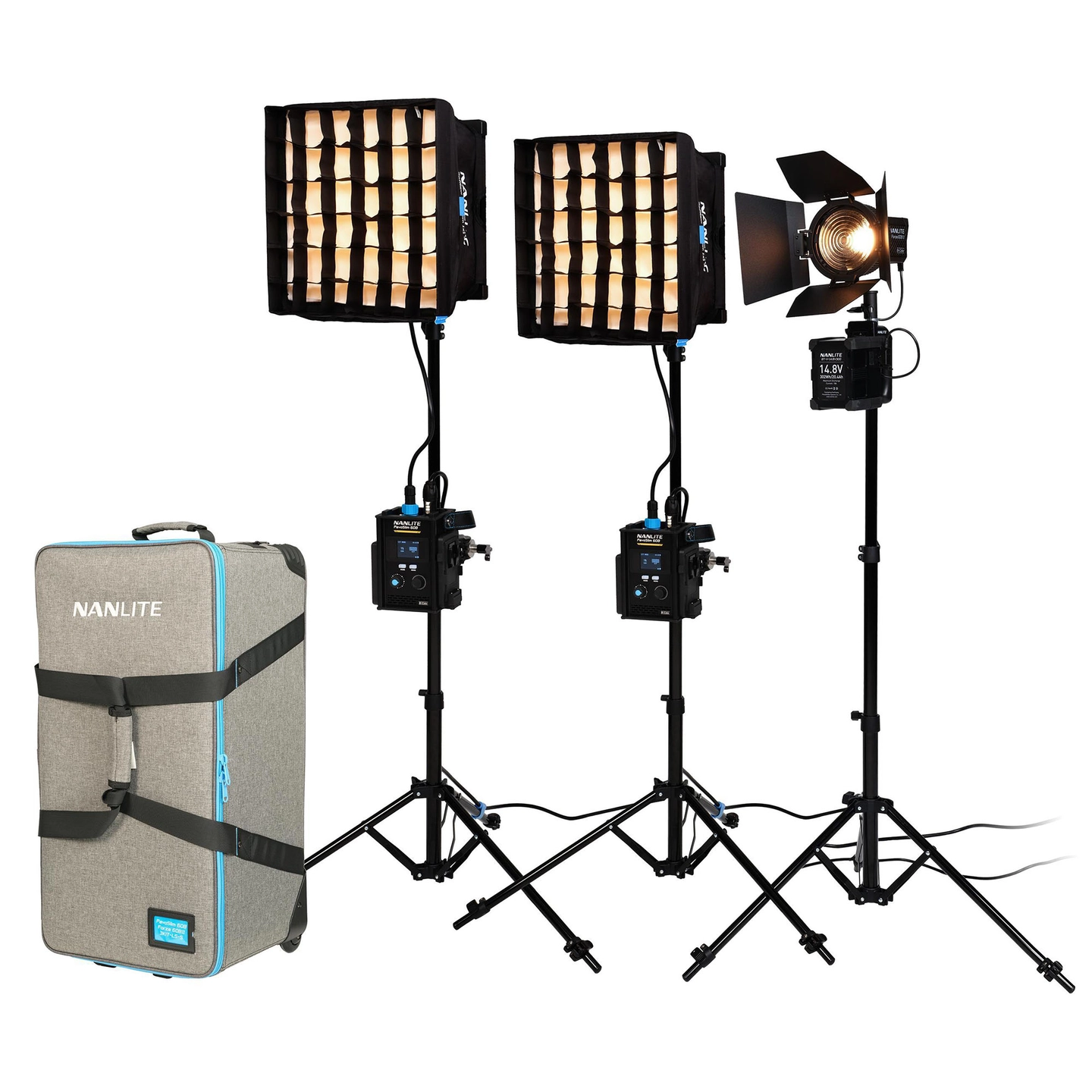 Nanlite PavoSlim 60B x 2 & Forza 60B II 3-Light Kit with Light Stands