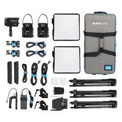 Nanlite PavoSlim 60B x 2 &amp; Forza 60B II 3-Light Kit with Light Stands